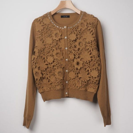 レースビジューニットカーディガン