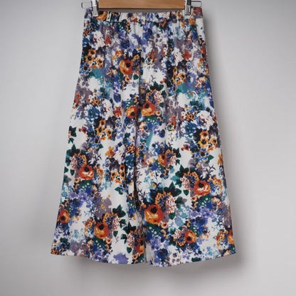 合繊花柄ワイドパンツ