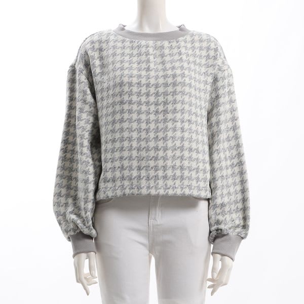 リブ切り替え千鳥柄ニット