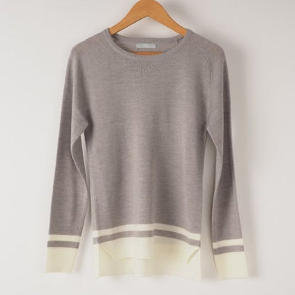 裾バイカラーラウンドネックニット