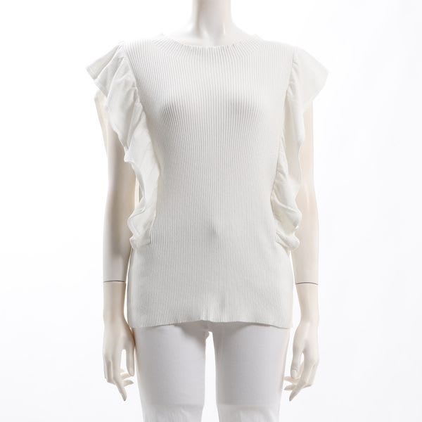 フリルデザインリブニット