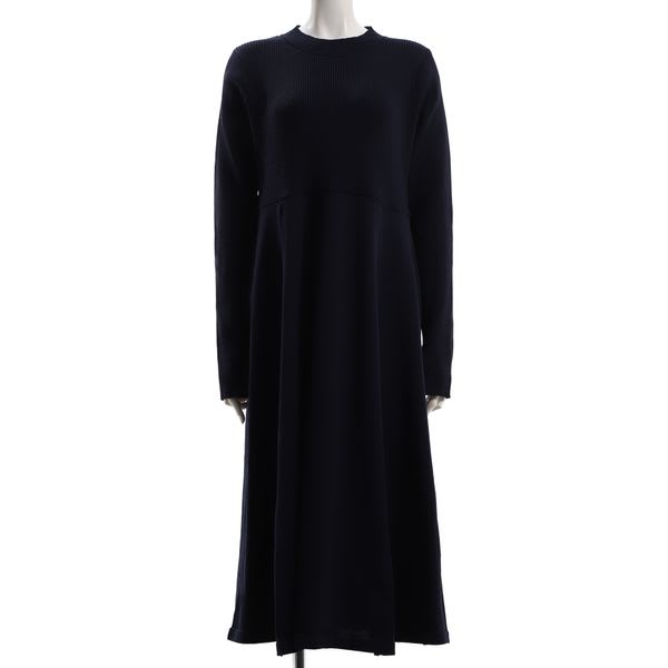 ウエスト切り替えニットワンピース