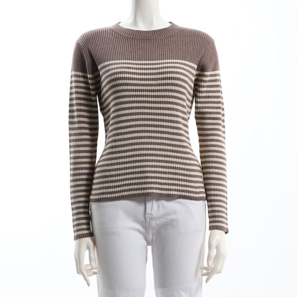 シンプルクルーネックリブニット