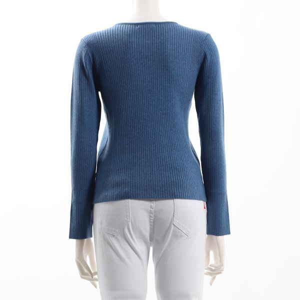 ラウンドネックリブニット