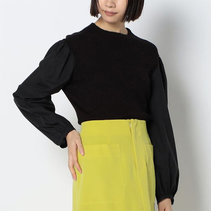 異素材切り替えニット