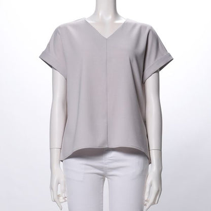 リネンライクVネックブラウス