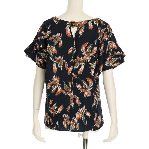 アイリスフラワー水彩柄ブラウス