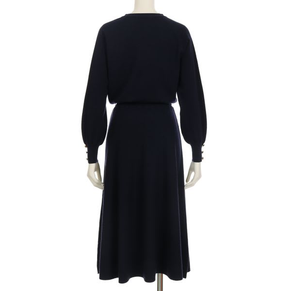 ウエストリボンベルト付きニットワンピース