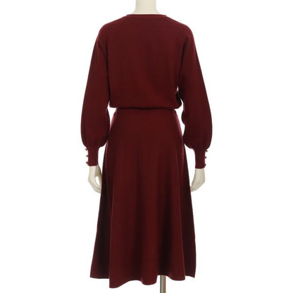 ウエストリボンベルト付きニットワンピース