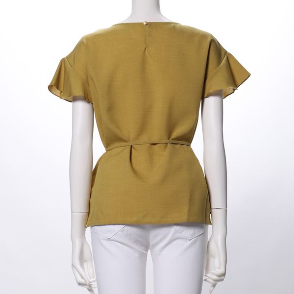 ウエストリボンベルトブラウス