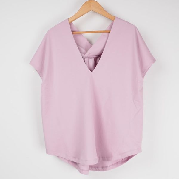 ギャザー入りバックVネックカットソー