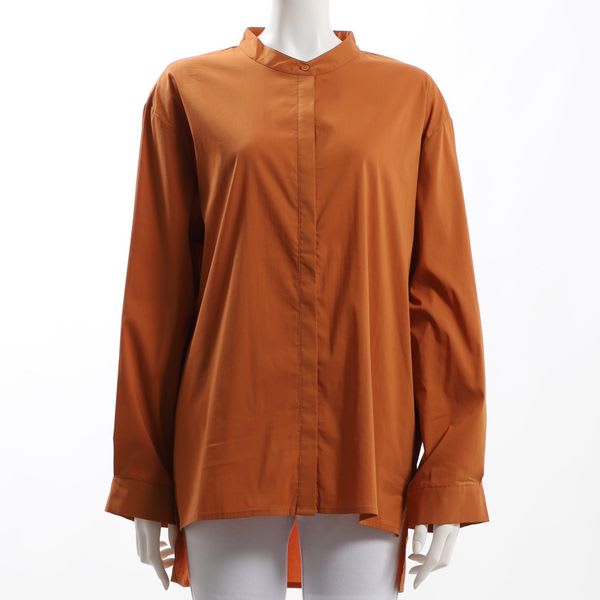 バックテールデザインバンドカラーシャツ