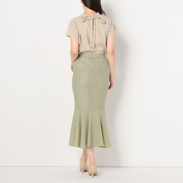 バックリボンスタンドカラーブラウス