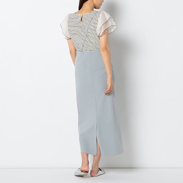 ボリューム切り替えボーダー柄カットソー