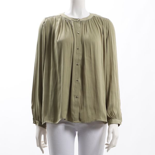 ゴールドボタンバンドカラーブラウス