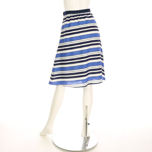 麻調マルチボーダーフレアスカート