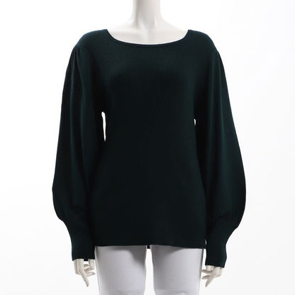 スクエアネックパフスリーブニット