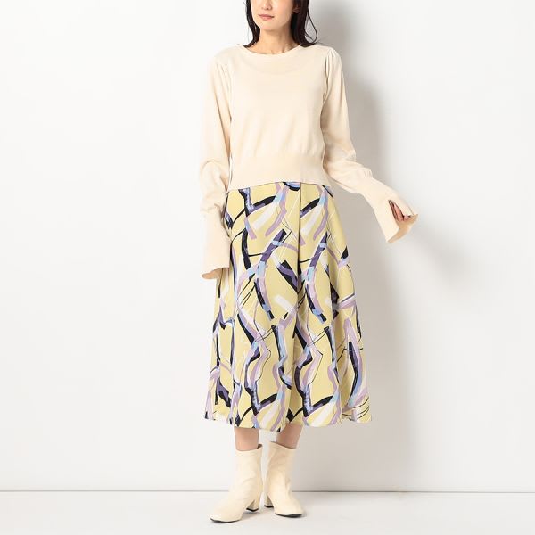 キャンディースリーブクルーネックニット