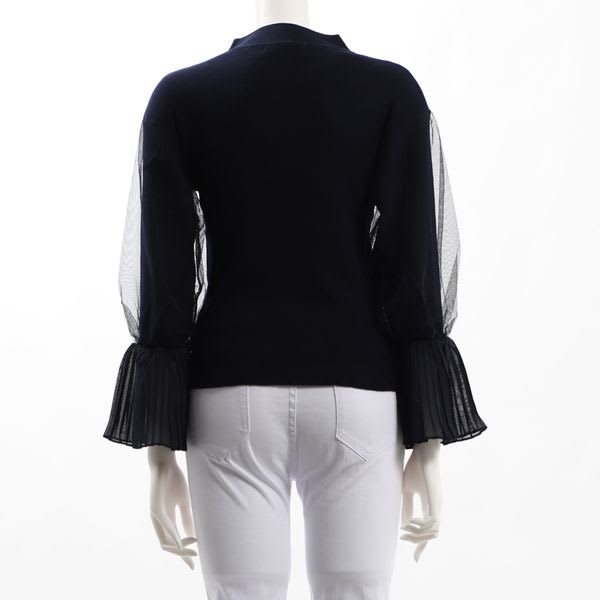 袖チュールデザインニット