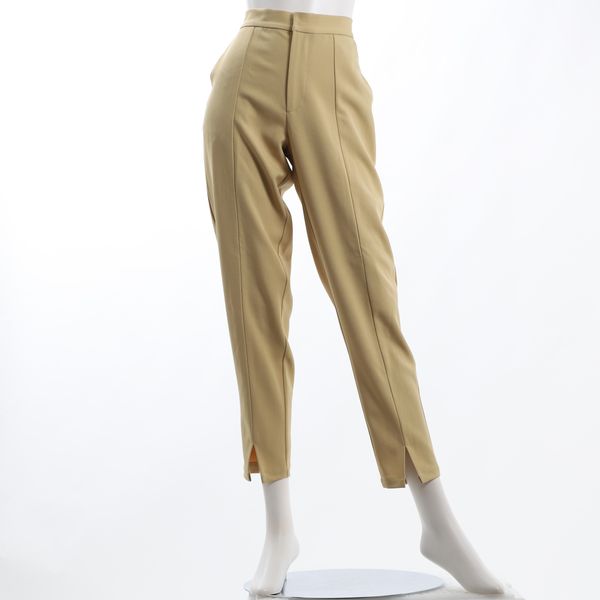 センターシームフロントスリットテーパードパンツ
