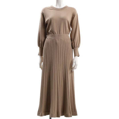 太リブスカートニットワンピース