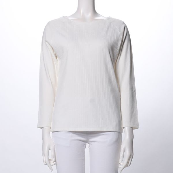 ラウンドネックリブカットソー