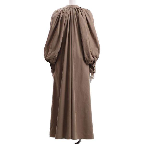 フロントボタンギャザードネックワンピース