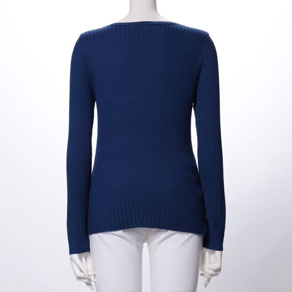 ラウンドネックリブニット