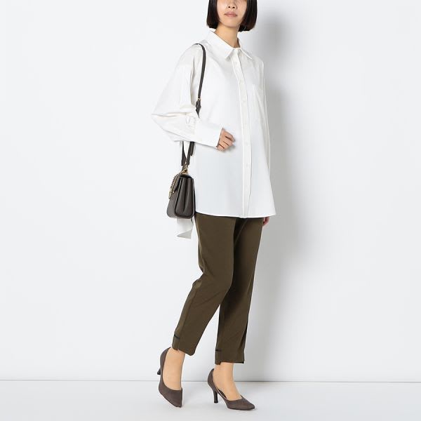 バイカラーデザインテーパードパンツ