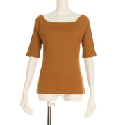 スクエアネックワイドリブプルオーバー