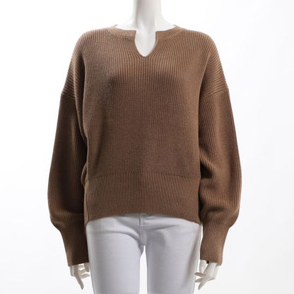 ドロップショルダーオープンフロントネックニット