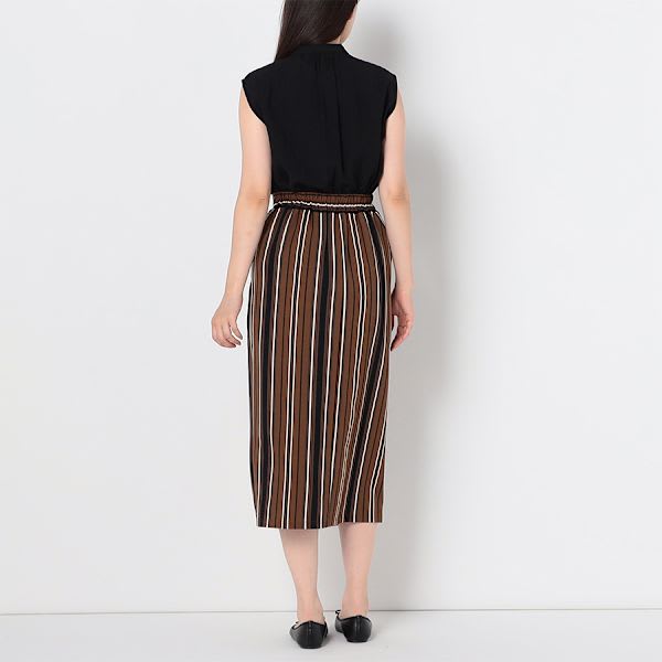 マルチストライプ柄タイトスカート