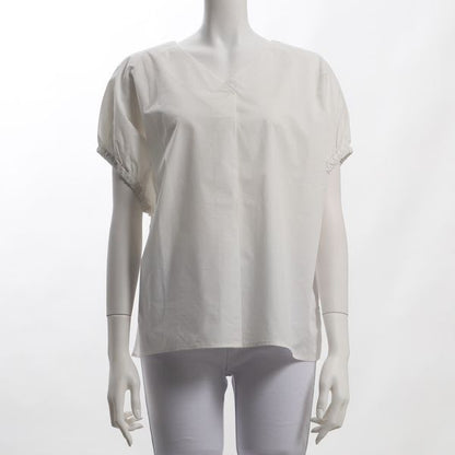 ギャザー袖Vネックブラウス