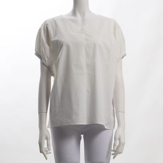 ギャザー袖Vネックブラウス