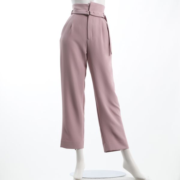 ベルト付ハイウエストストレートパンツ