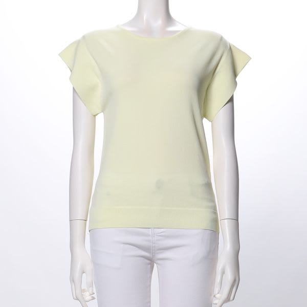 ラウンドネックフレアスリーブニット