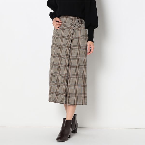 ラップデザインチェック柄スカート