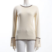 パイピングデザイン袖スリットニット