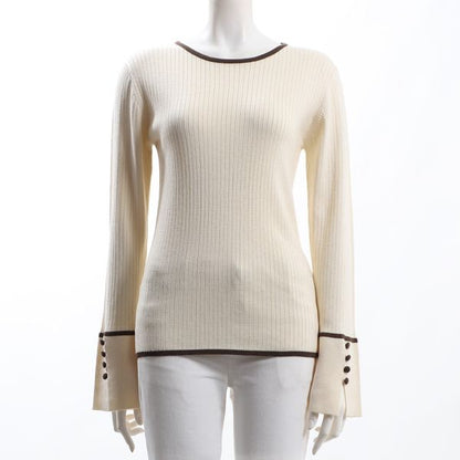 パイピングデザイン袖スリットニット