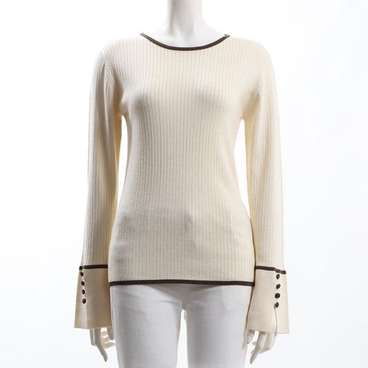 パイピングデザイン袖スリットニット