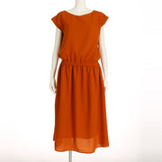 ウエスト切替え浅めVネックワンピース