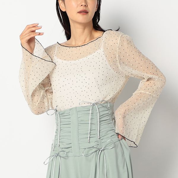 シアーフロッキードットブラウス