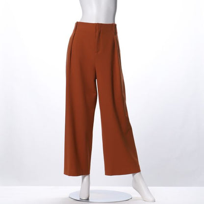 ハイウエストサイドタックワイドパンツ