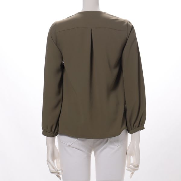 バーボタン前開きブラウス