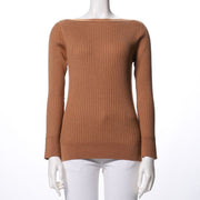 スラッシュドネックリブニット