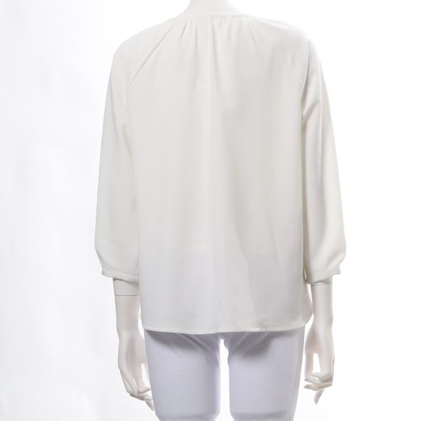 オープンフロントネックラグランスリーブブラウス