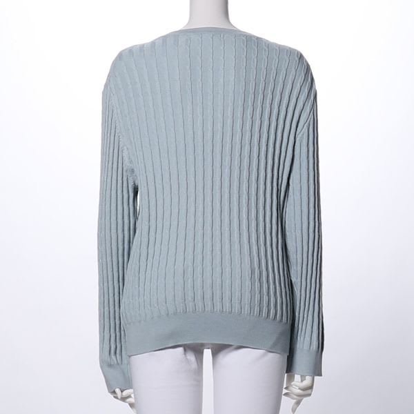 細ケーブル柄クルーニット