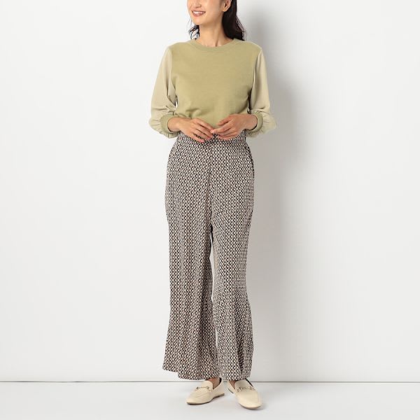 モノグラム風プリントワイドパンツ