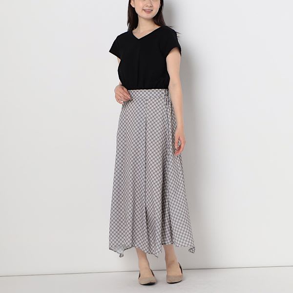 チェック柄ドッキングワンピース