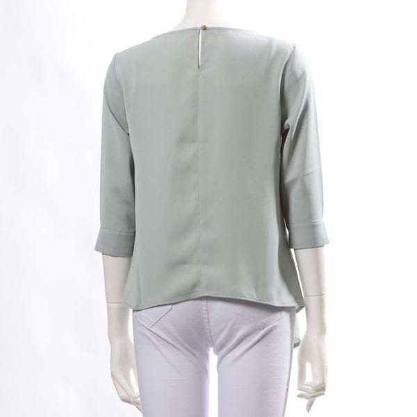 アシンメトリーデザインラウンドネックブラウス